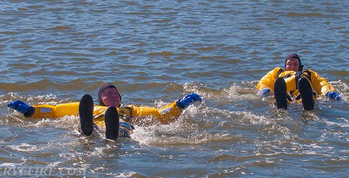 Ice Water Rescue Drill on 2/27/16.  Photo by RFD LT. Lester Millman